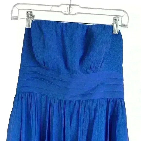 J.‎ Crew Juliet Dress 100 percent Silk Royal Blue Strapless Vintage - Picture 2 of 15